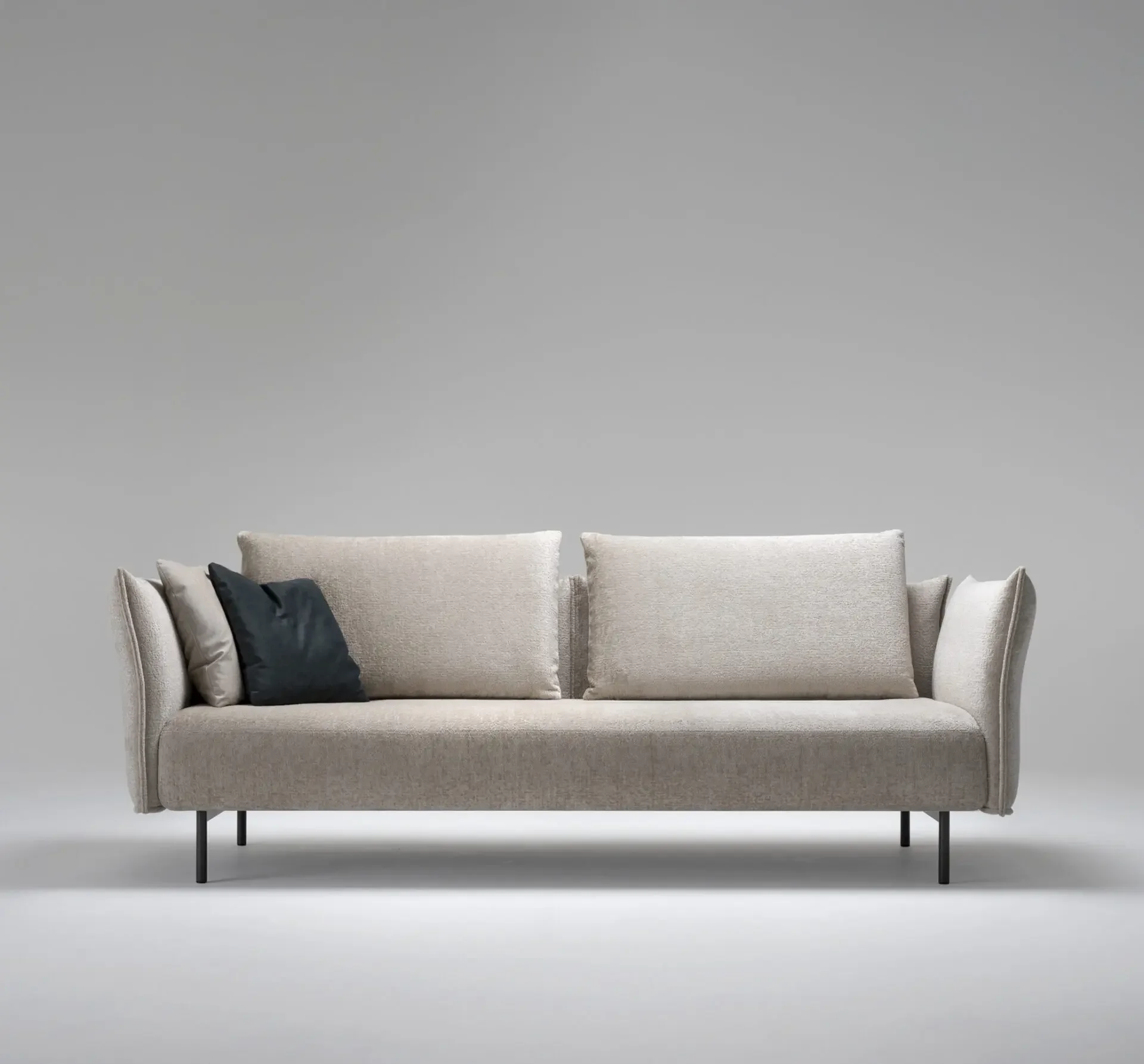 Trica Le Beaumont Sofa in beige upholstery with sleek modern design, front view