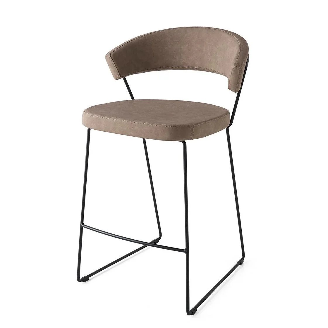 Calligaris New York Stool in taupe fabric with black metal legs
