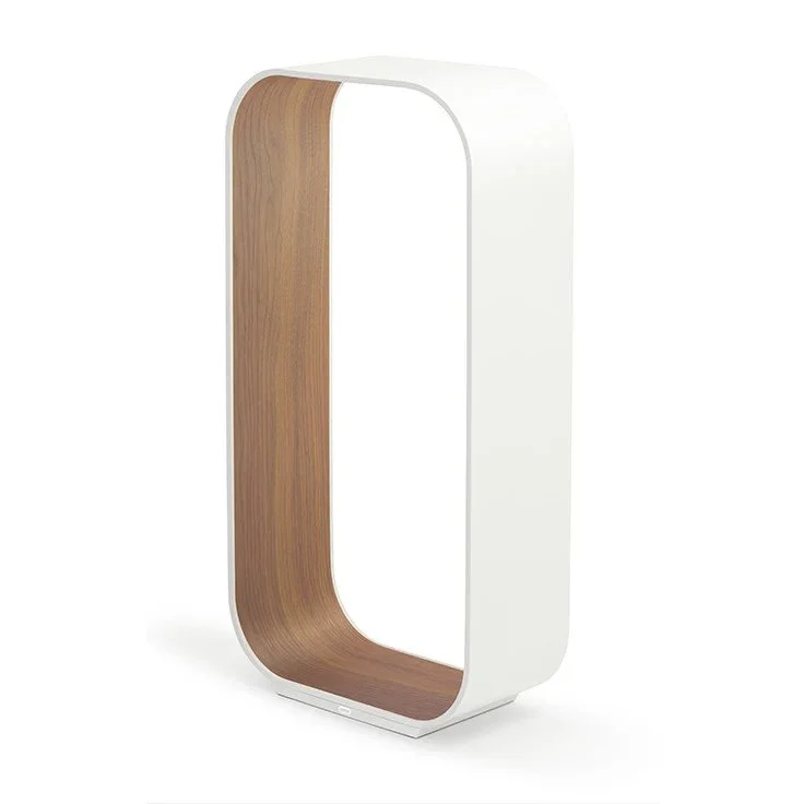 Pablo Contour Table Lamp in white finish with wood accent