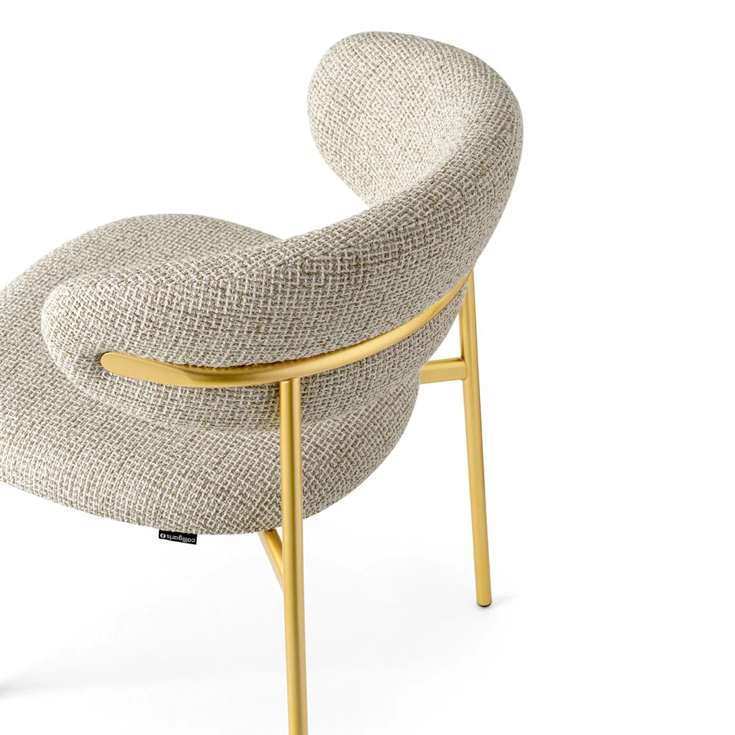 Angled back view of Calligaris Oleandro Dining Chair showing curved backrest and slim gold legs