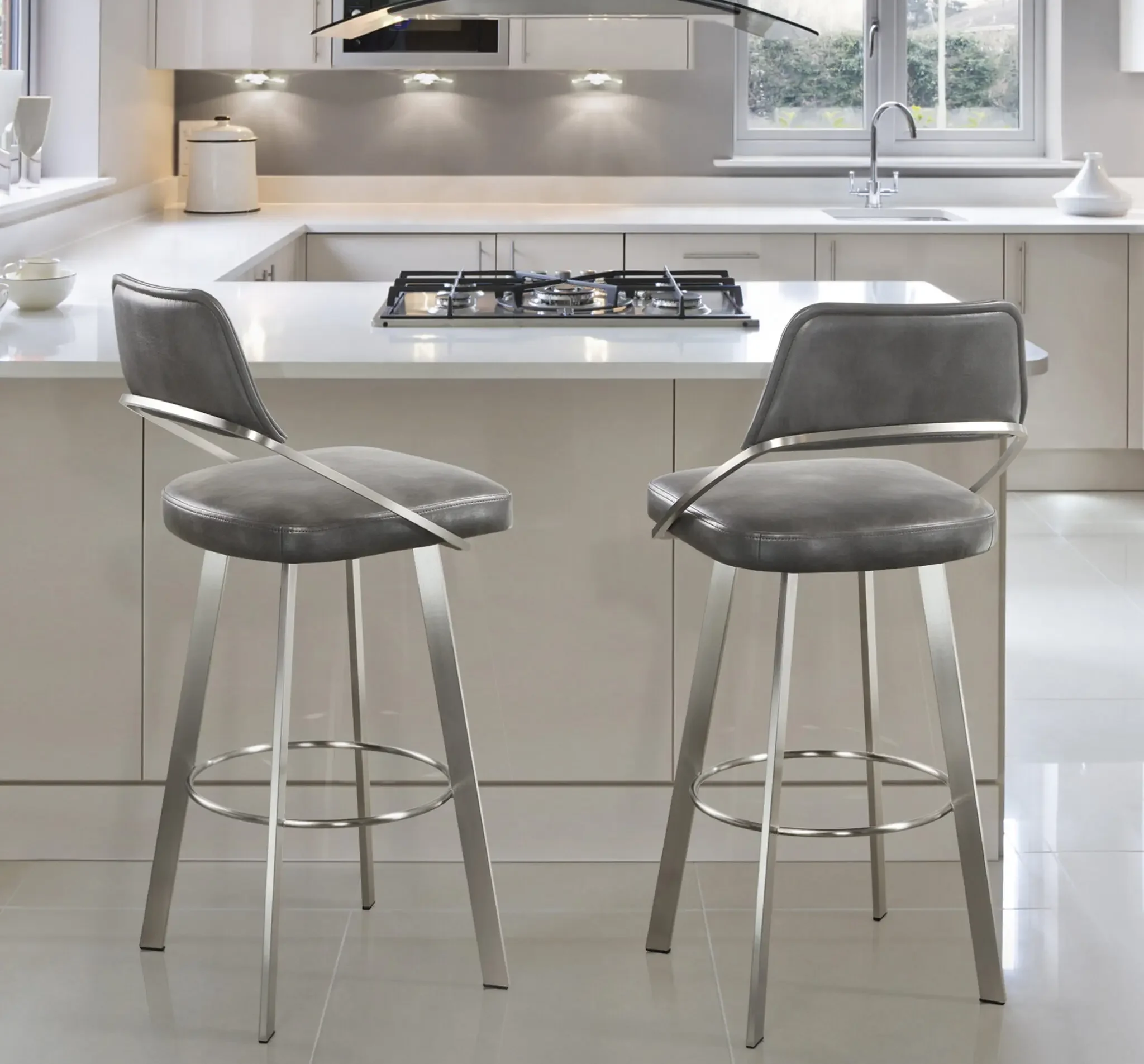 Pair of Wish Stools at a modern kitchen counter