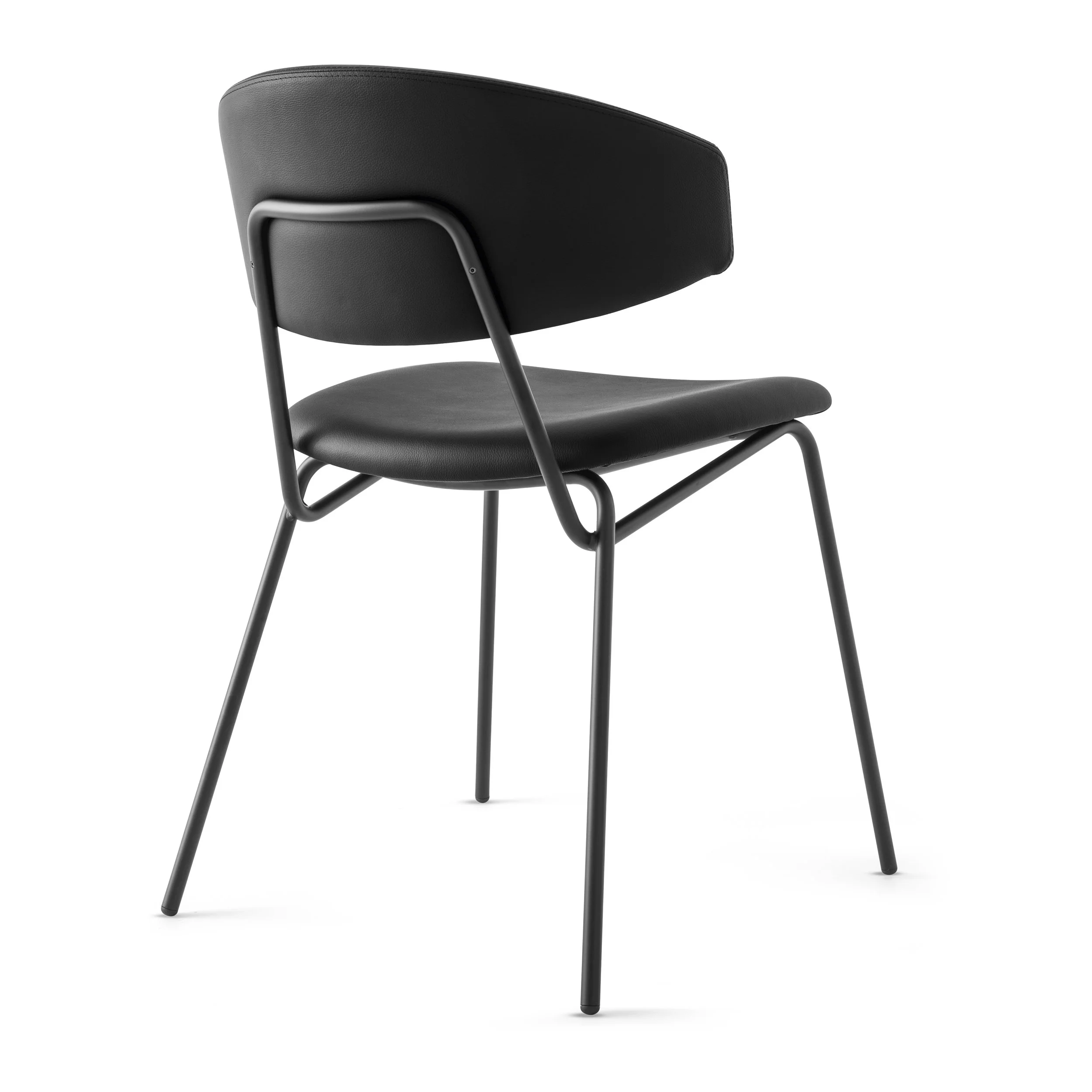 Calligaris Sophia Chair with black upholstered seat and black frame, back view