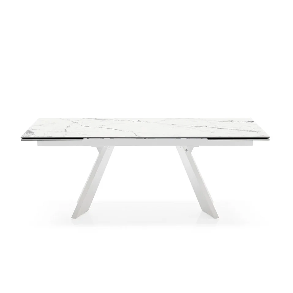 Extended Icaro Table with marble surface in minimalist style