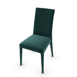 Calligaris Anais Chair in dark green leather with minimalist style
