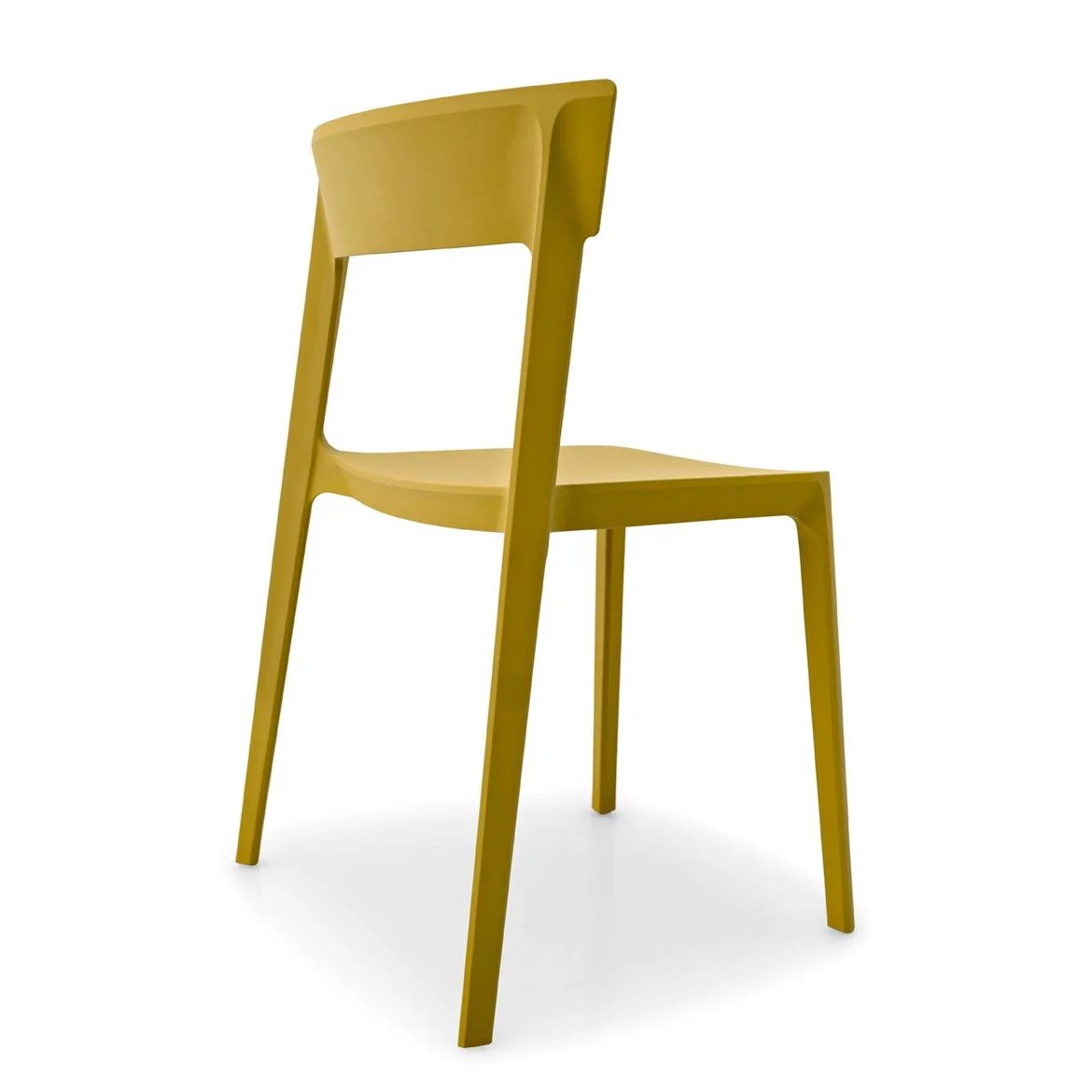 Calligaris Skin Chair in mustard yellow, angled side view