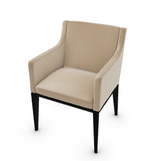 Calligaris Bess Chair with beige leather seat and dark wood legs