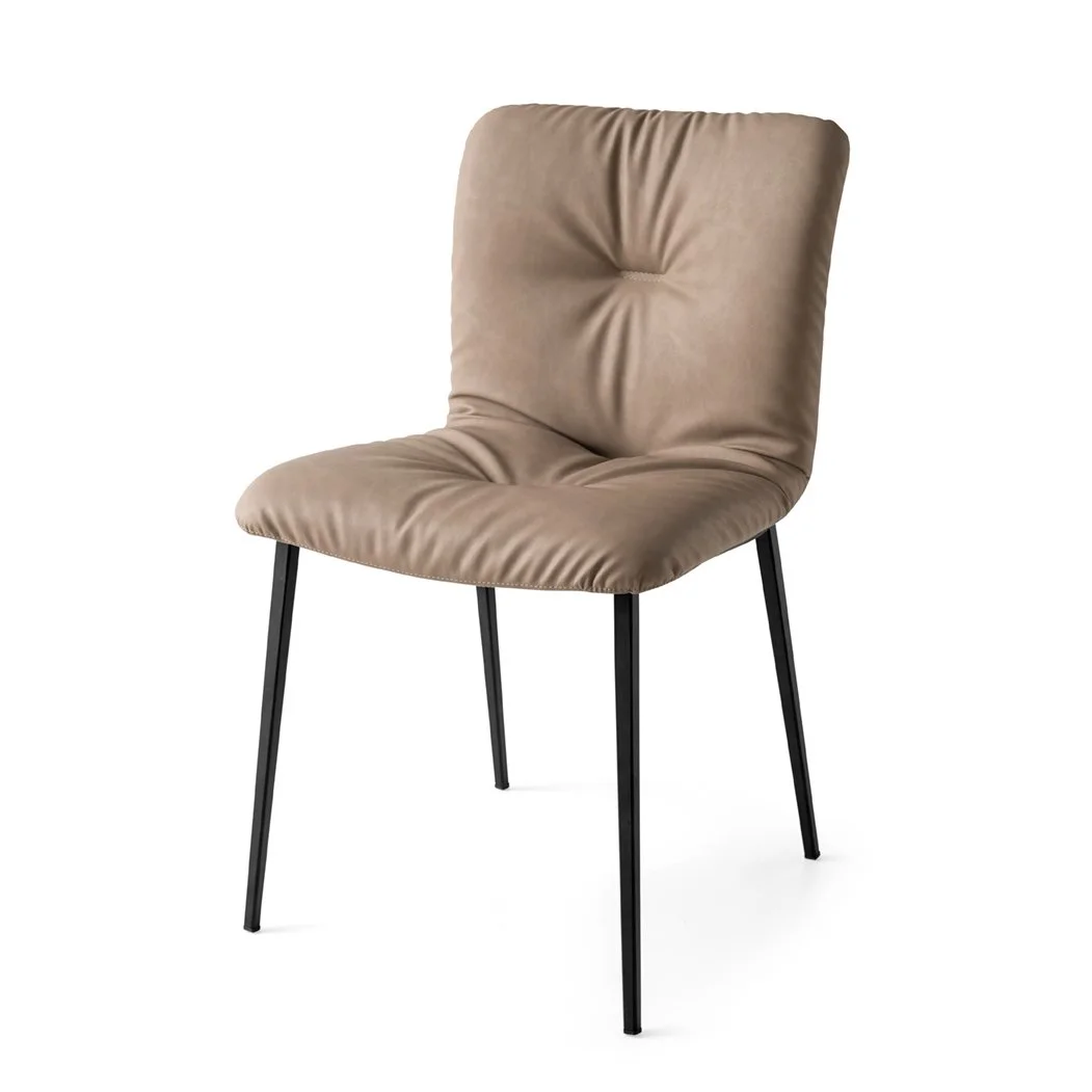Annie Soft Chair in beige fabric with sleek black legs