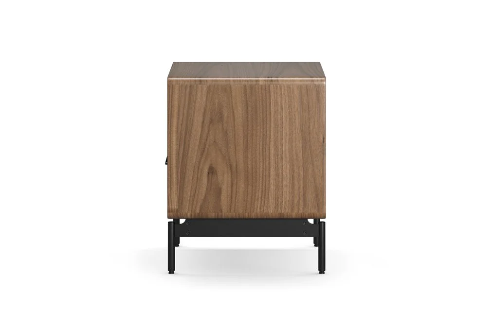 Rear side profile of LINQ 22" Nightstand showing smooth wood grain and clean vertical lines