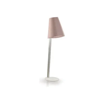 Trica Chapo Lamp with light pink fabric shade and slim metal base, full product view