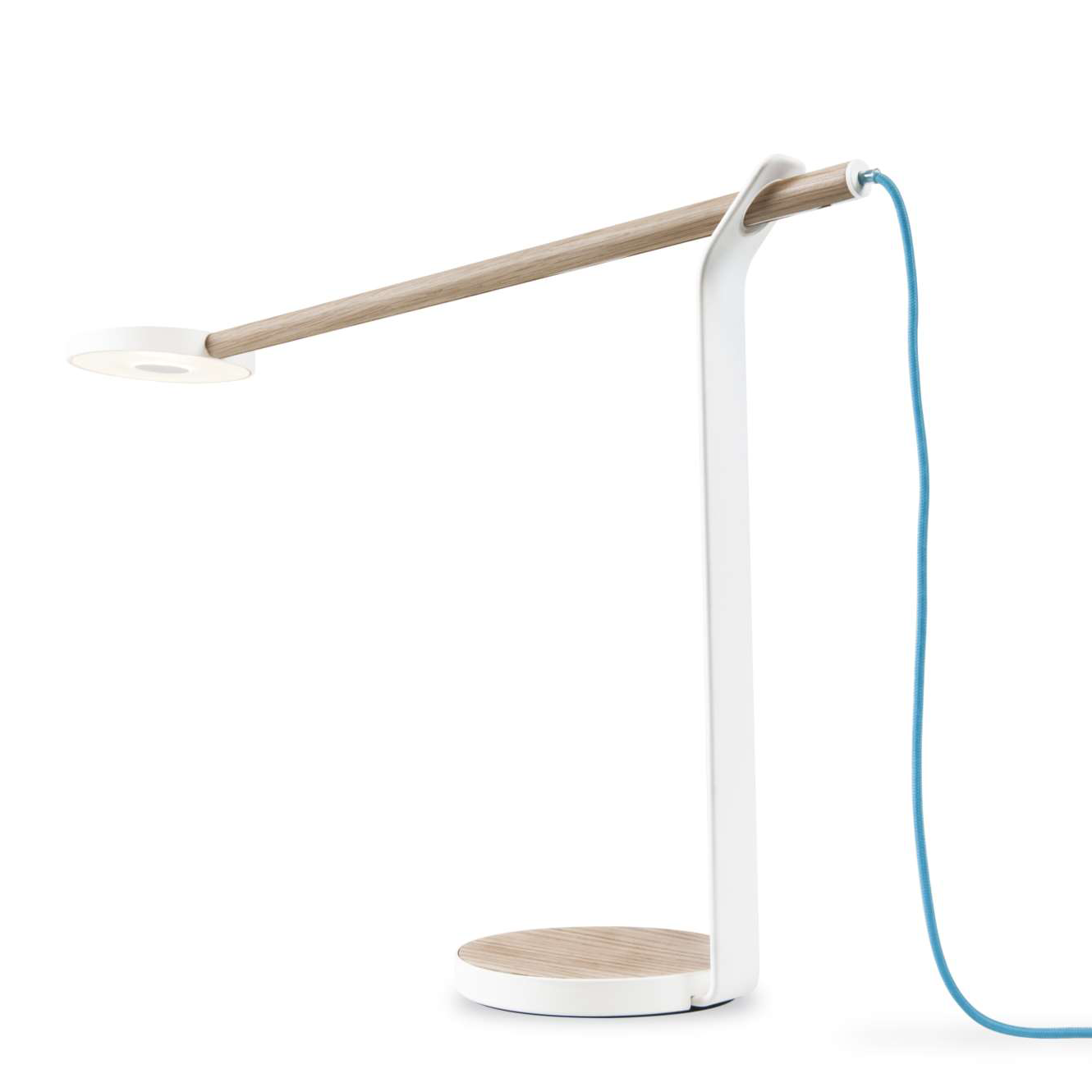 Koncept Gravy Desk Lamp in white with wood accent