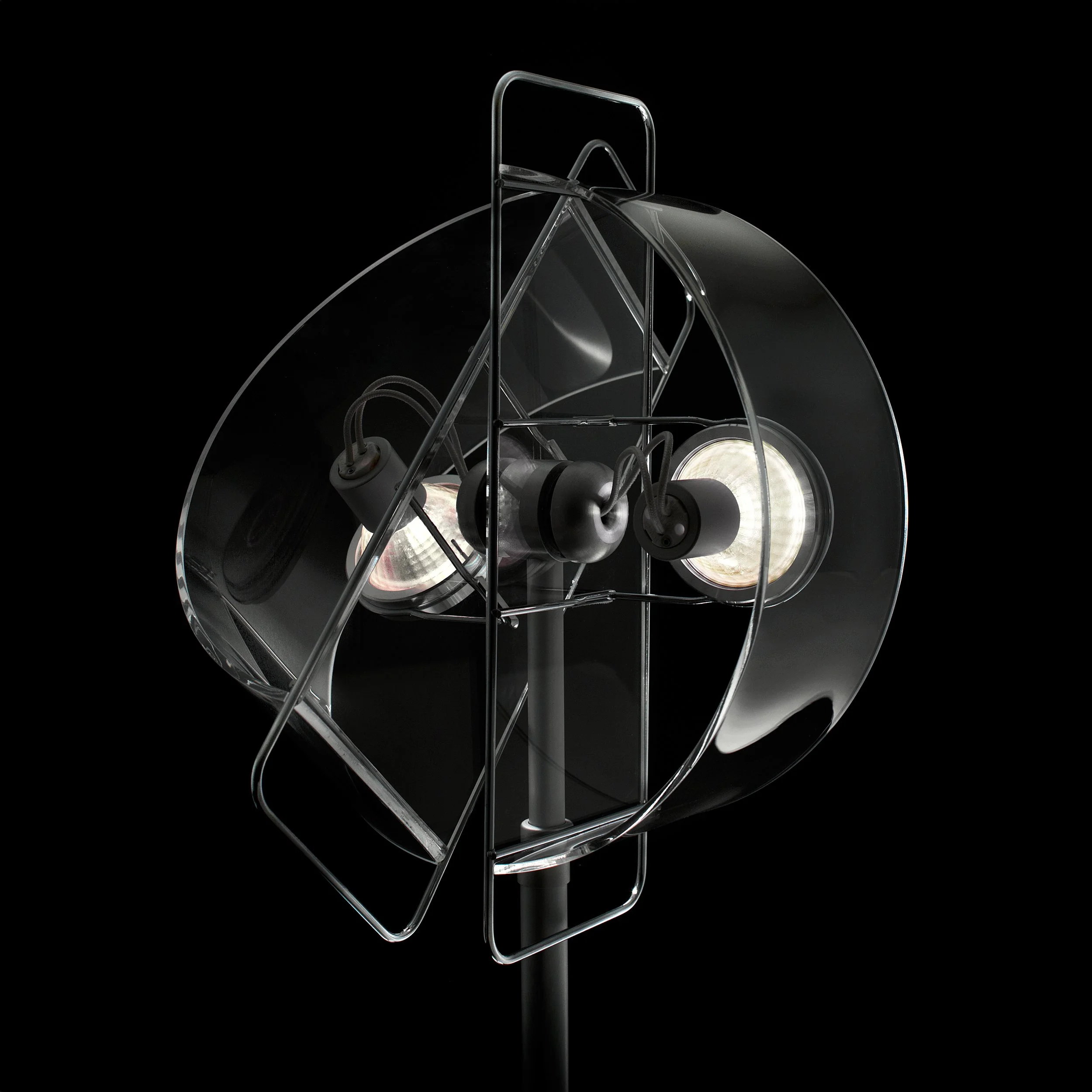 Gloss Floor Lamp in black finish showing dual light elements