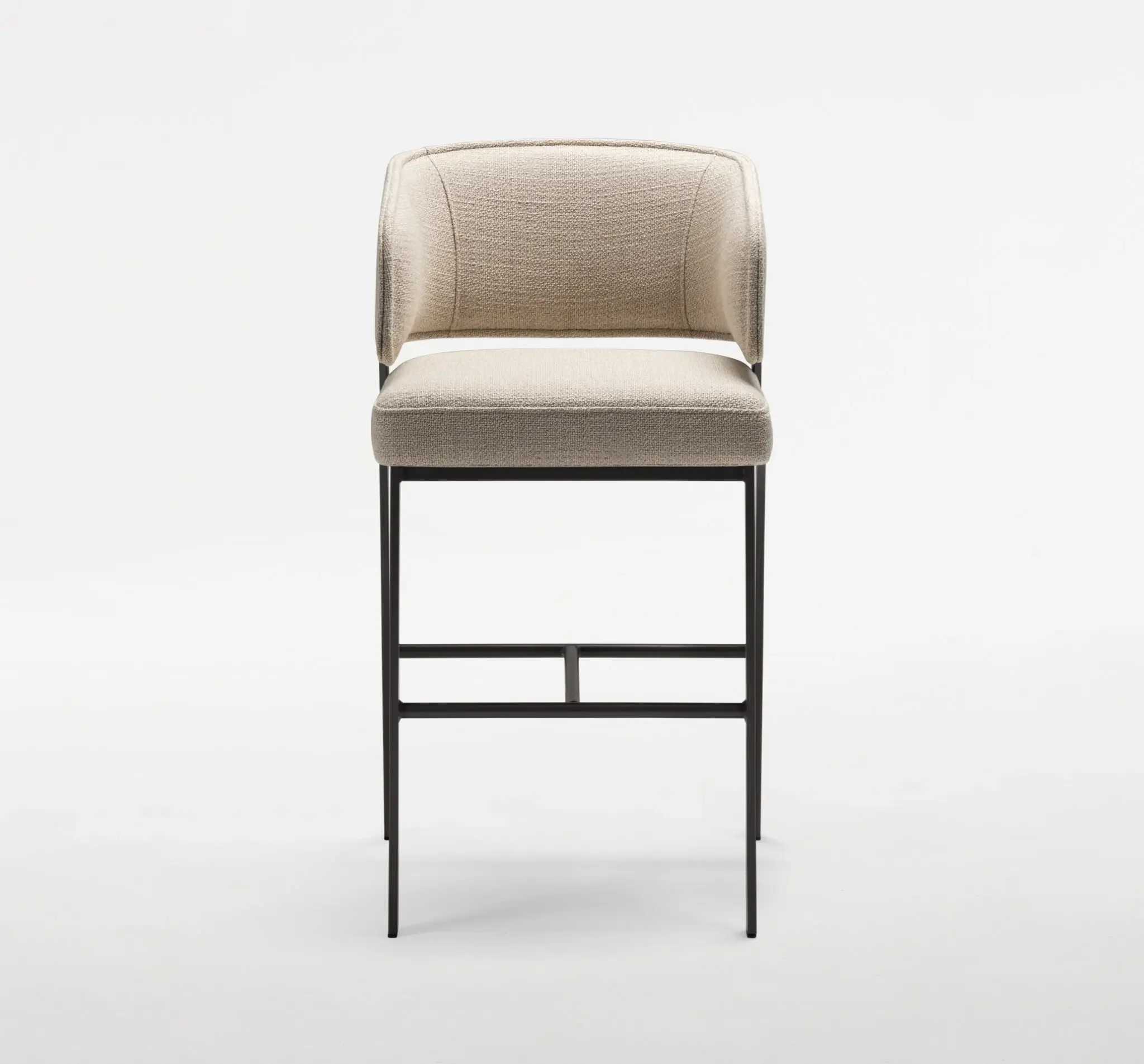 Madison Stool front view showcasing upholstered seat and curved backrest