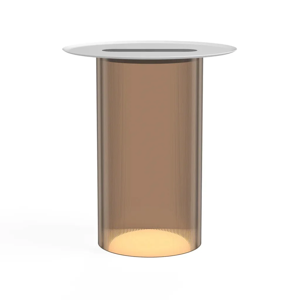 Carousel Floor Lamp in bronze finish glowing softly in a modern living space