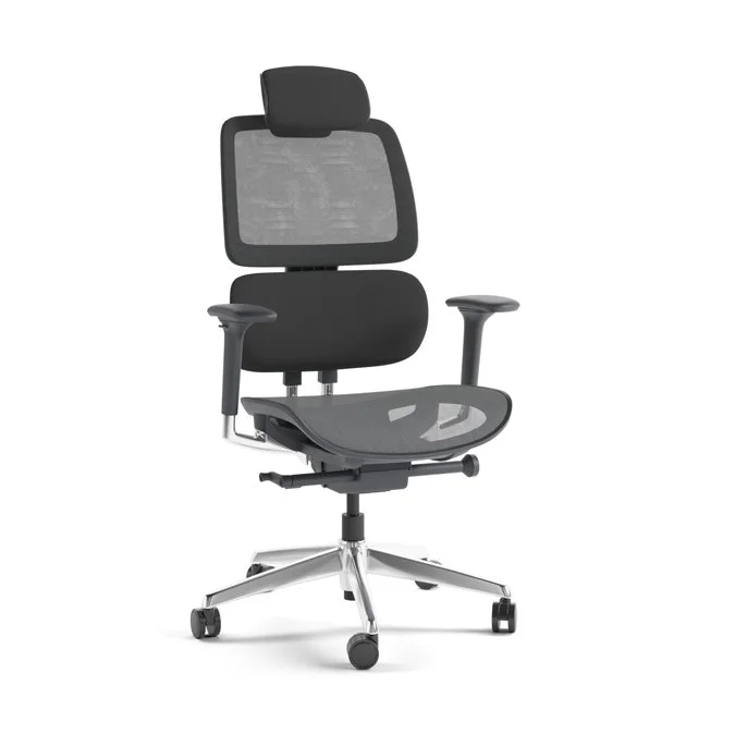 Front angled view of the Voca Office Chair showcasing mesh seat and headrest