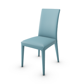 Calligaris Anais Chair in light blue leather with high upholstered back