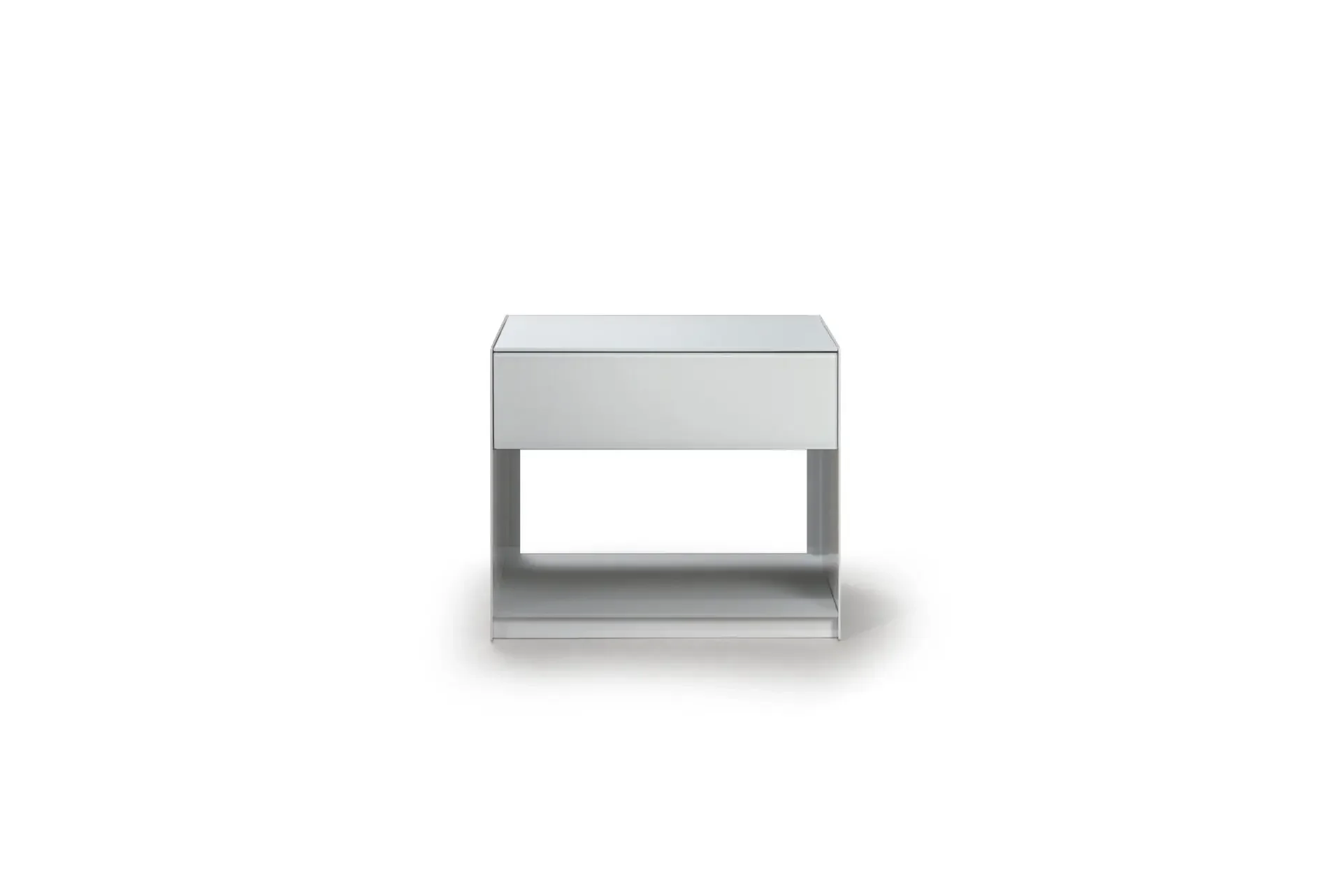 Absolute 1-Drawer Nightstand with sleek white high-gloss finish and open shelf