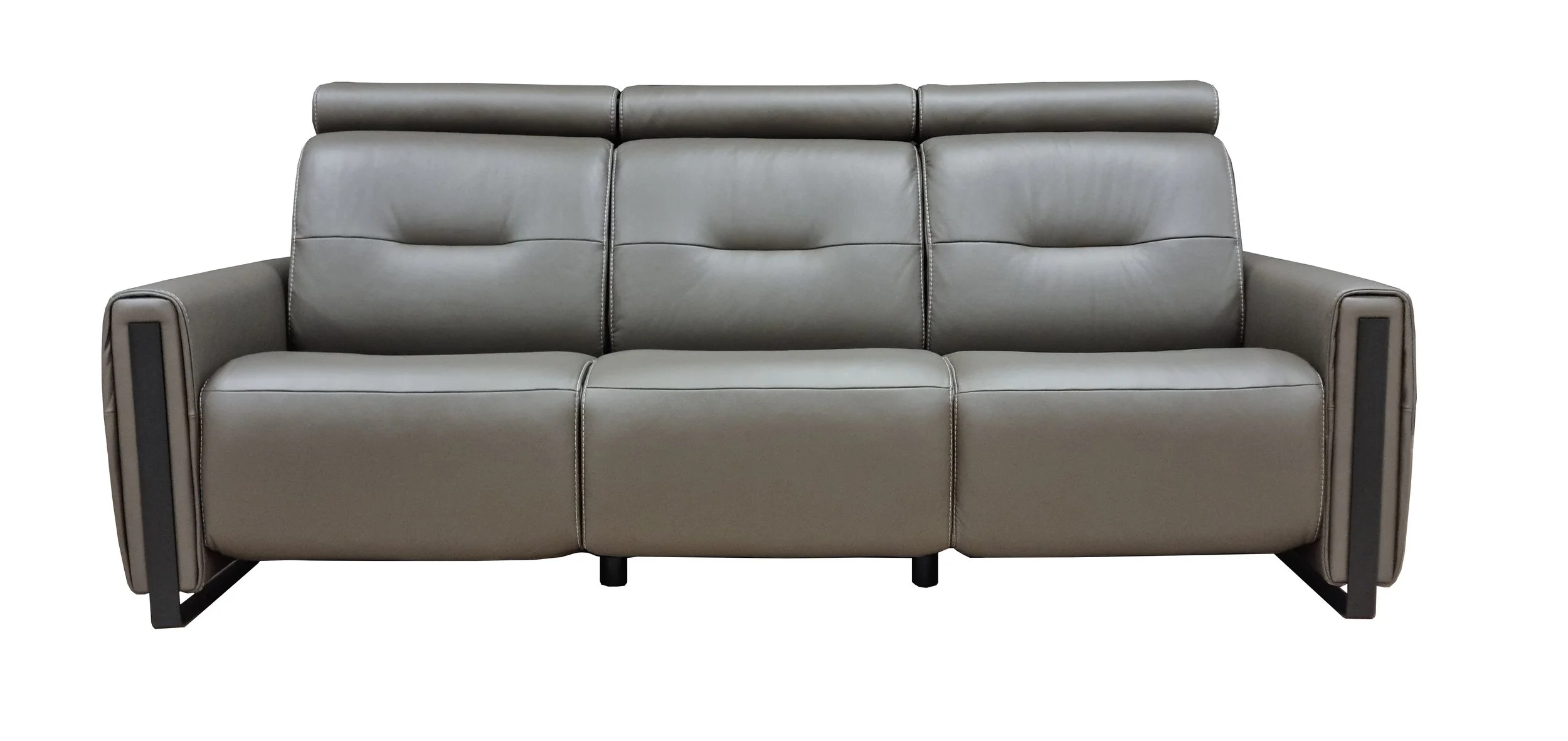 Fjords Monte Carlo Sofa in grey leather, three-seater design