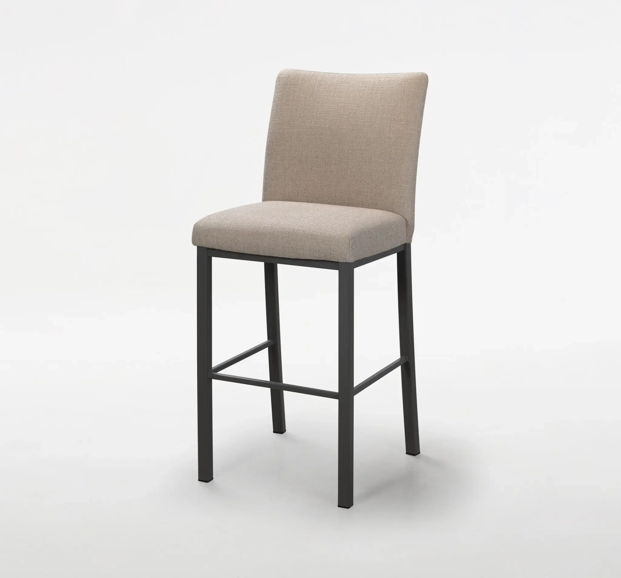 Trica Biscaro Counter Stool with beige upholstered seat and backrest on black metal frame