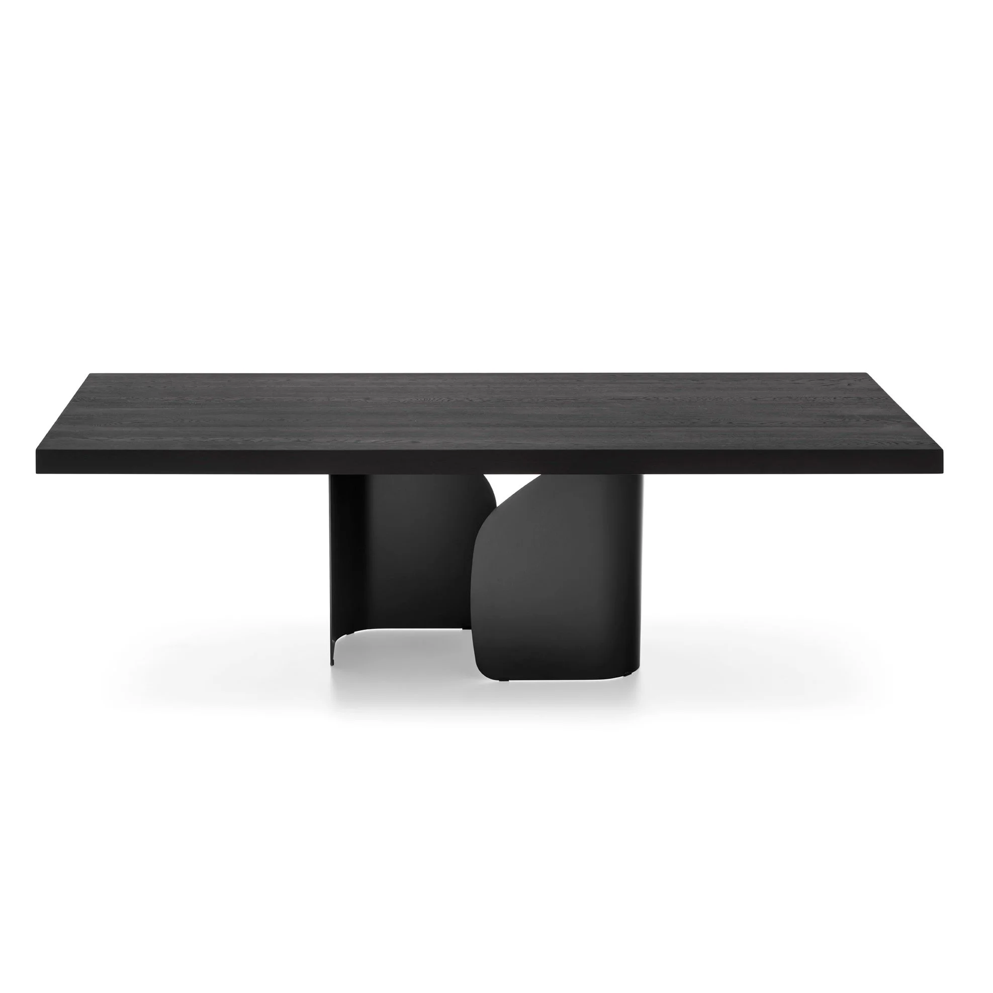 Twins Table with black stone top and bold sculptural base