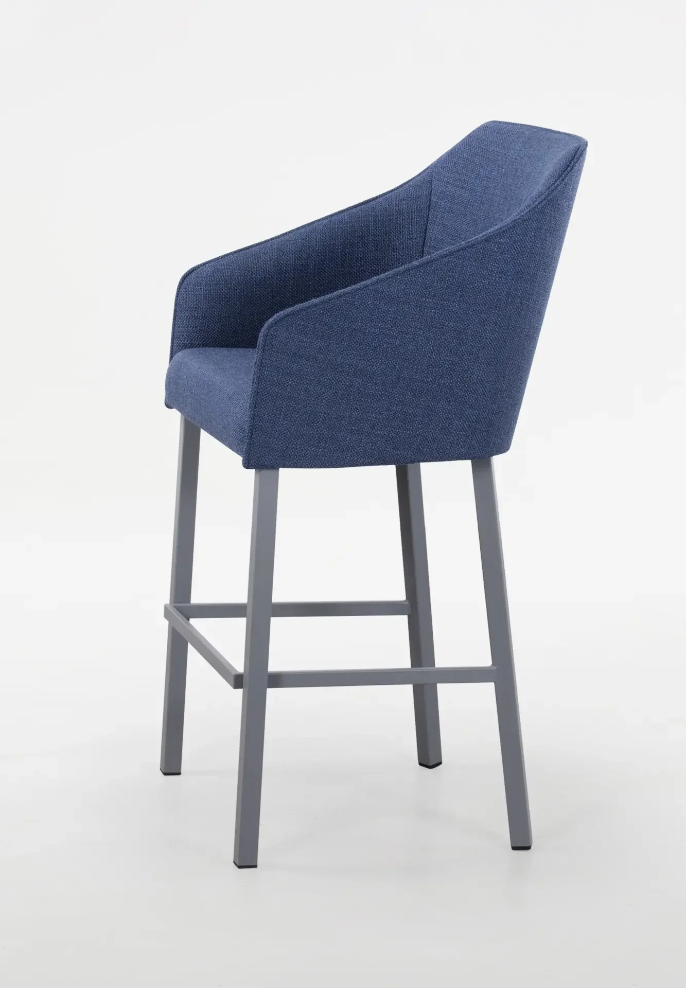 Sarah II Stool in blue fabric – side profile