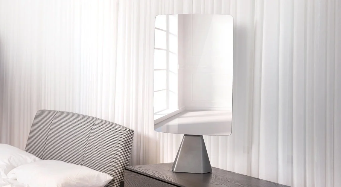 Shadow Mirror beside bed – modern bedroom decor