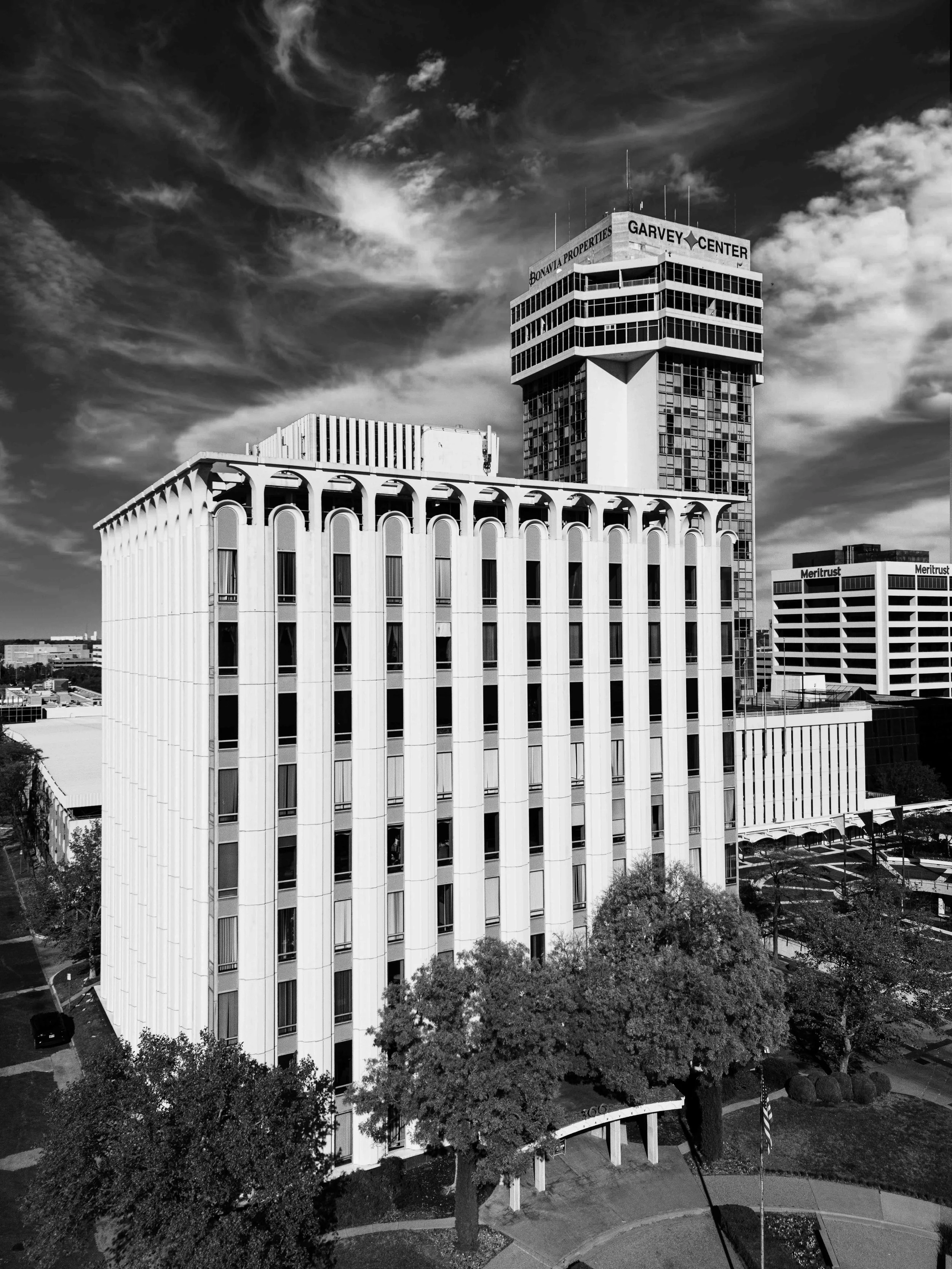 Garvey Center Black and White Clouds