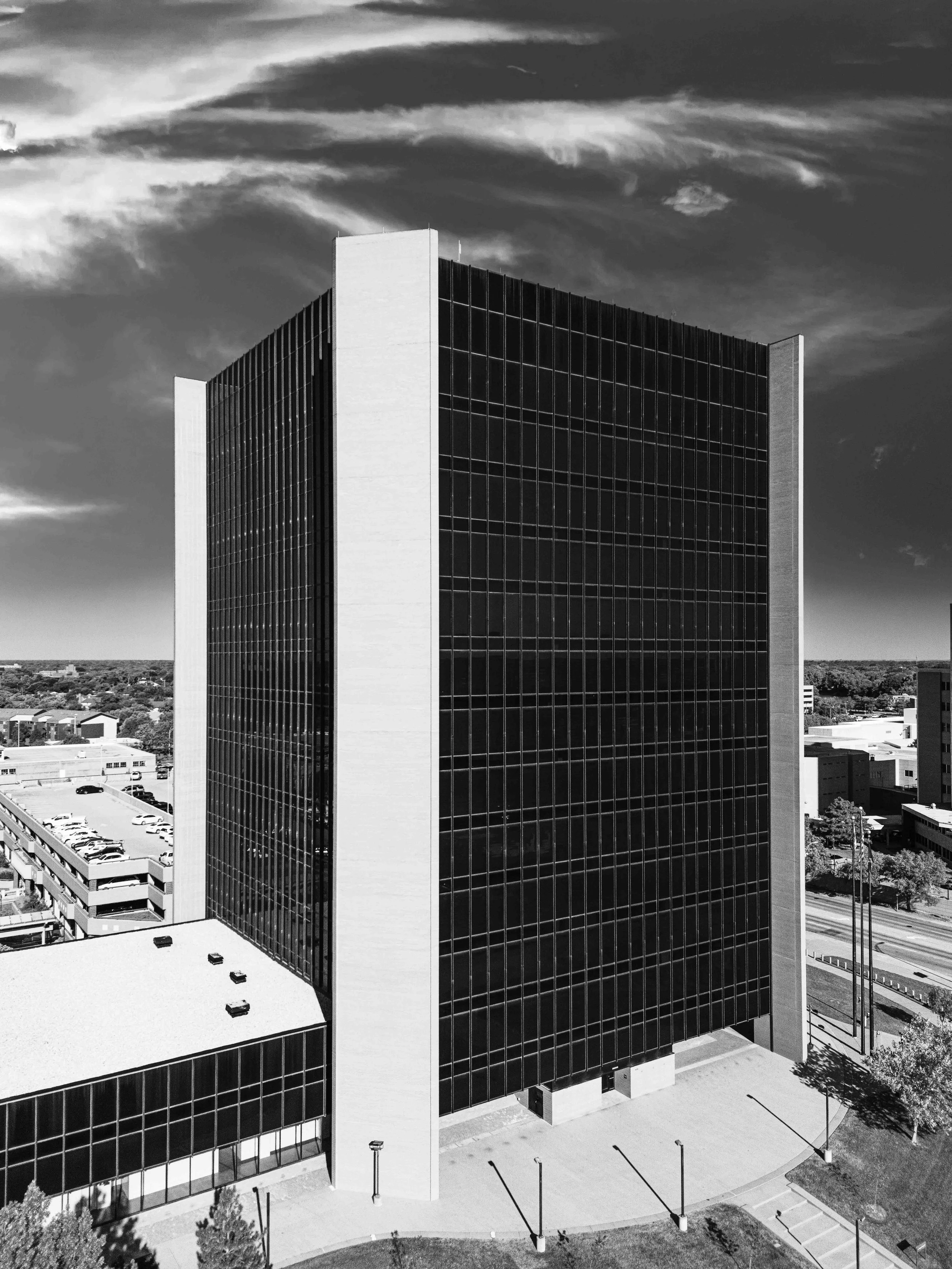 ICT City Hall Black and White Clouds