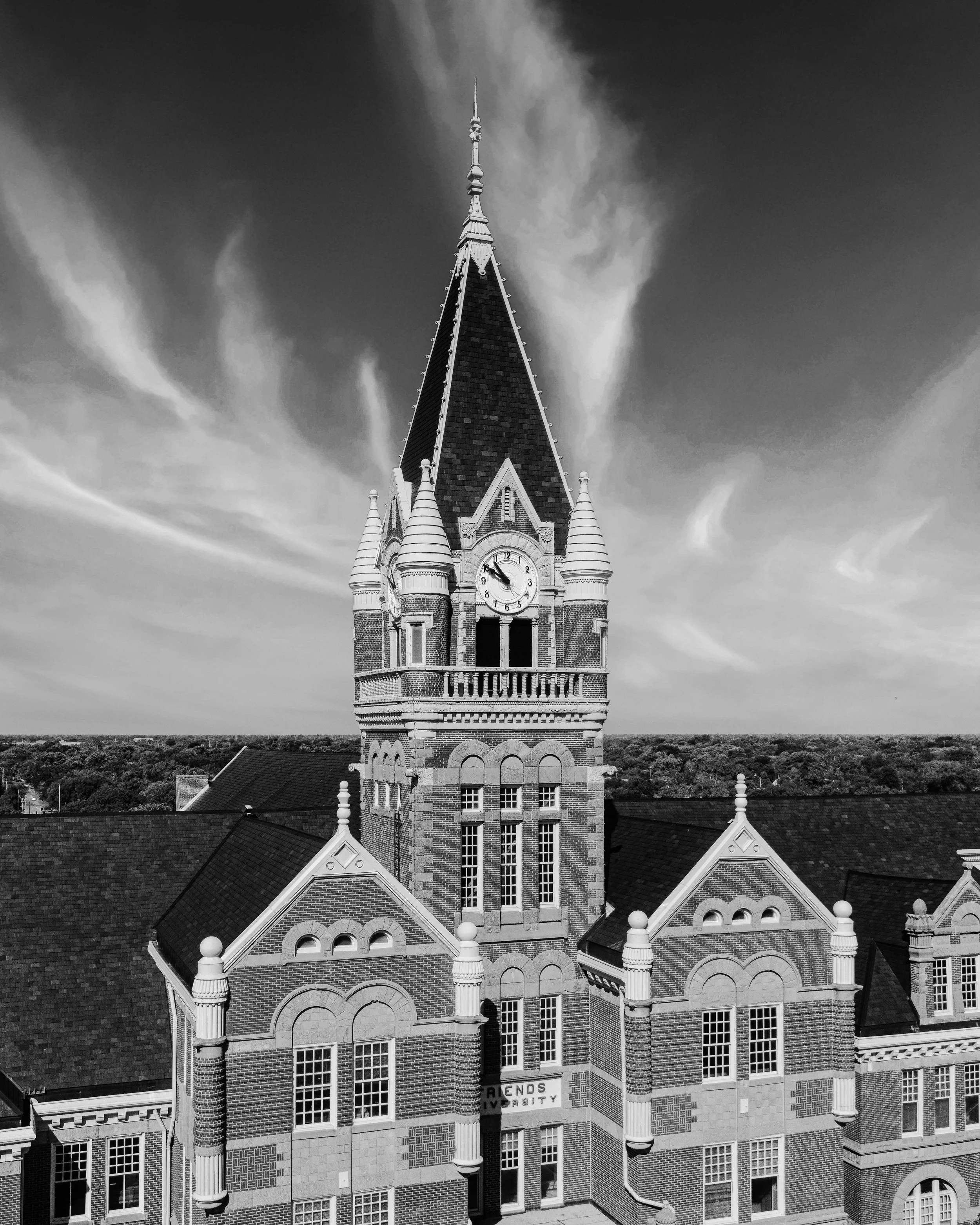 Friends University Black and White Clouds