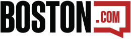 Boston.com logo in black and red with speech bubble design