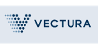 Vectura logo with a stylized V made of blue dots