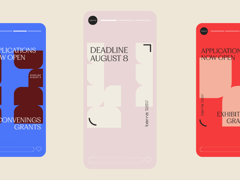 gif of social media cards designed for the terra foundation