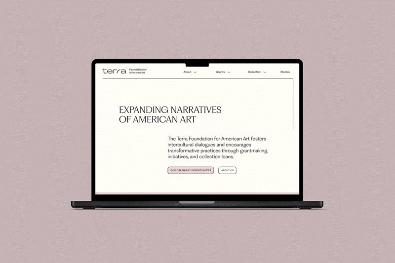 gif of terra foundation website design, homepage scroll-through