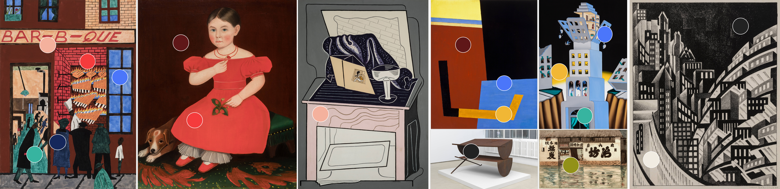 Gallery of paintings from the Terra art collection that were used as color inspiration for the brand palette