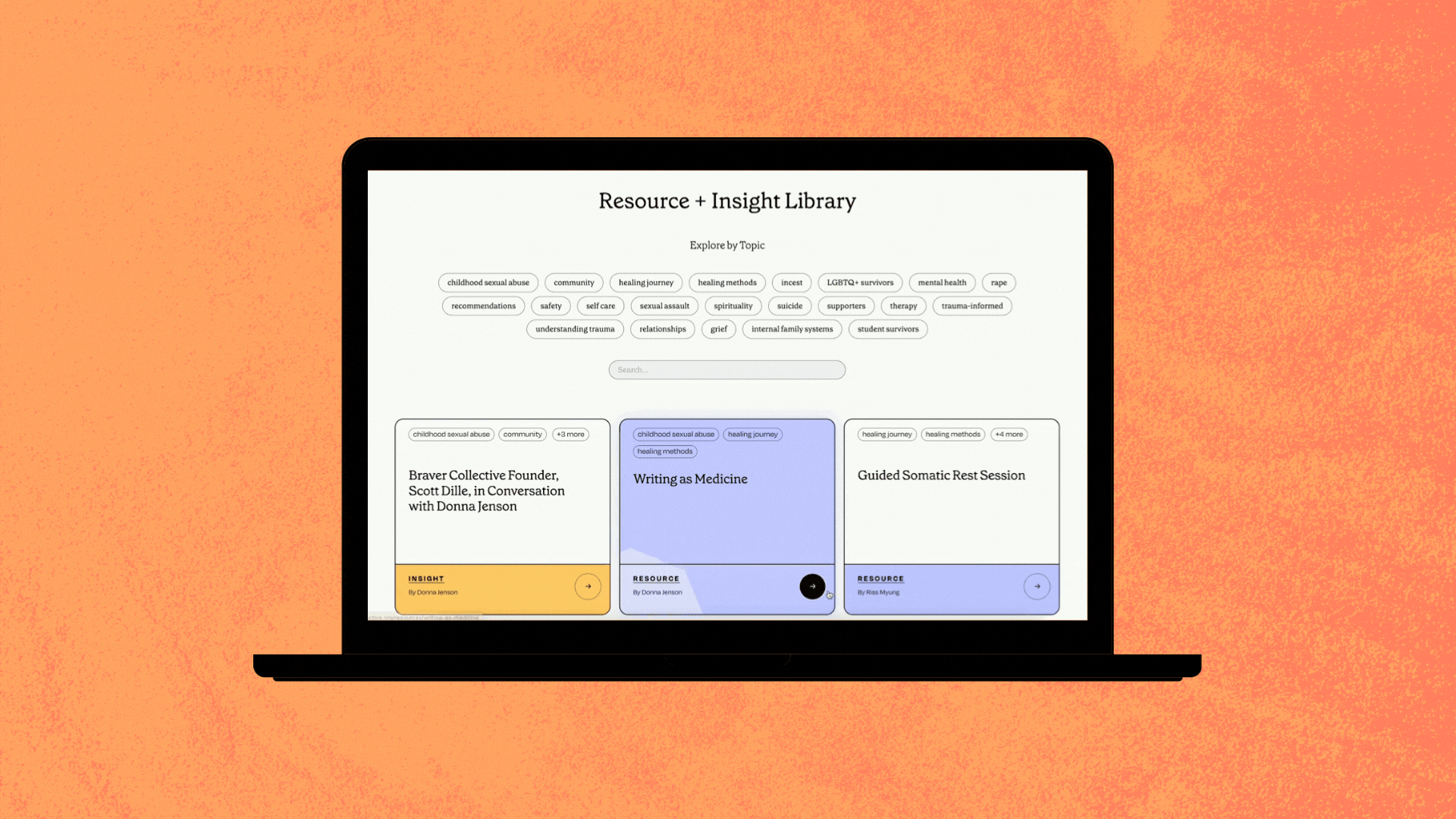 Gif of Braver Collective Resource + Insight Library