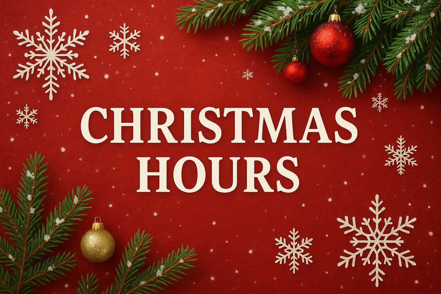 Closed For Christmas Eve & Christmas