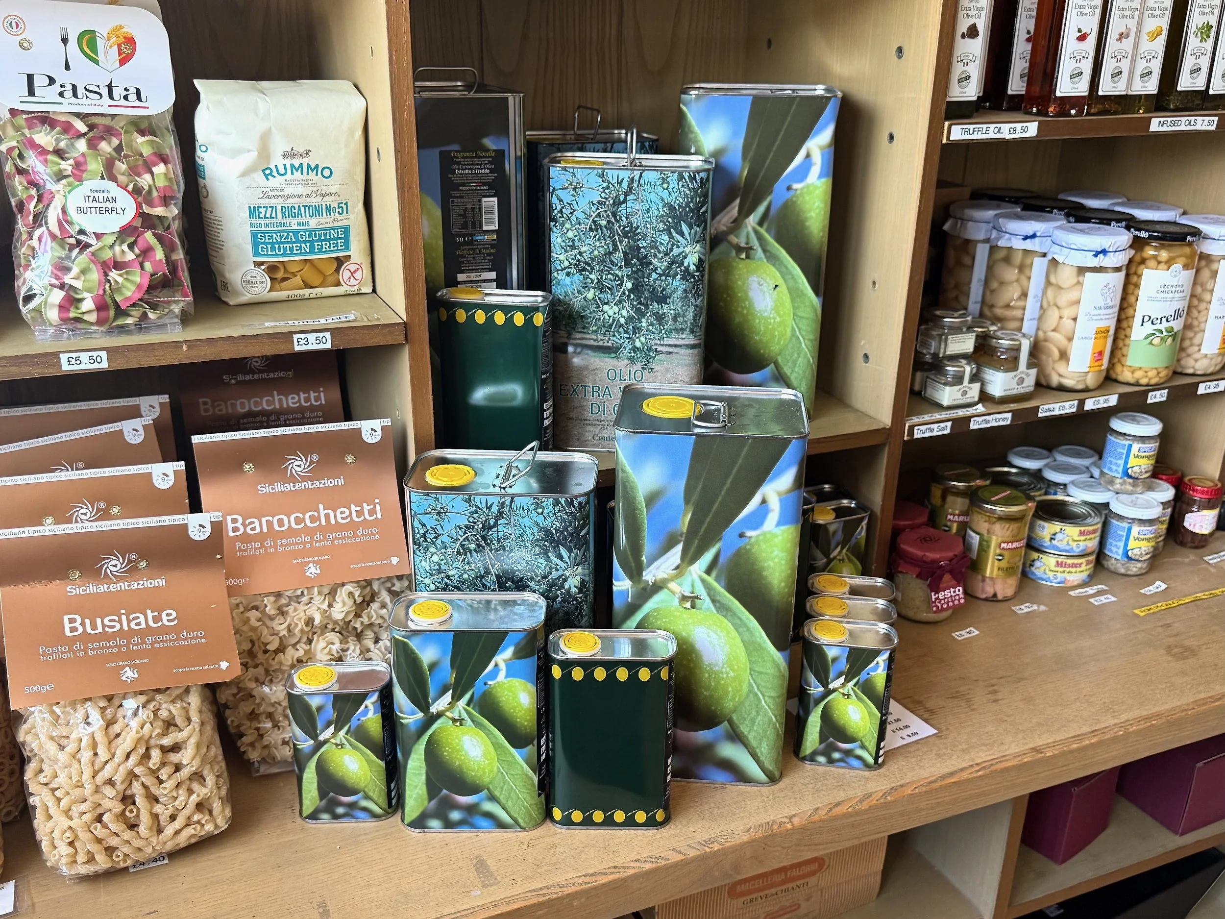 Tins of extra virgin olive oil