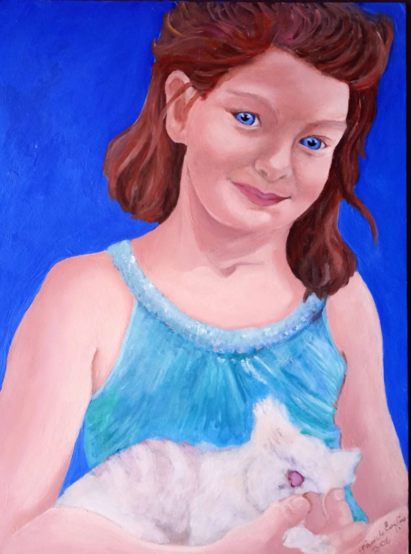 The Hypnotic Relaxation Portrait is a 9" x12" gouache painting on Masonite, inspired by Pamela Eveline’s hypnotic sessions to enhance loving kindness and confidence. This artwork captures the open-hearted state post hypnosis.