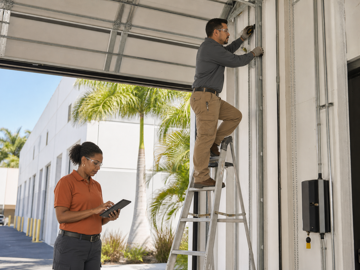 Sell my garage door business in Florida — scheduled commercial maintenance inspection