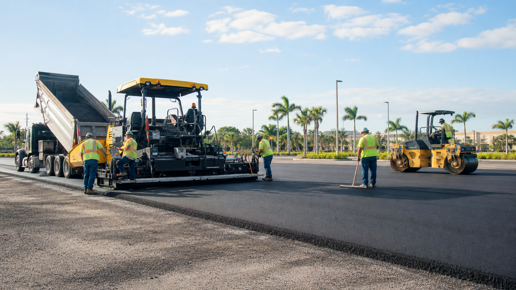 Commercial paving crew supporting a buyer-ready Florida paving business sale