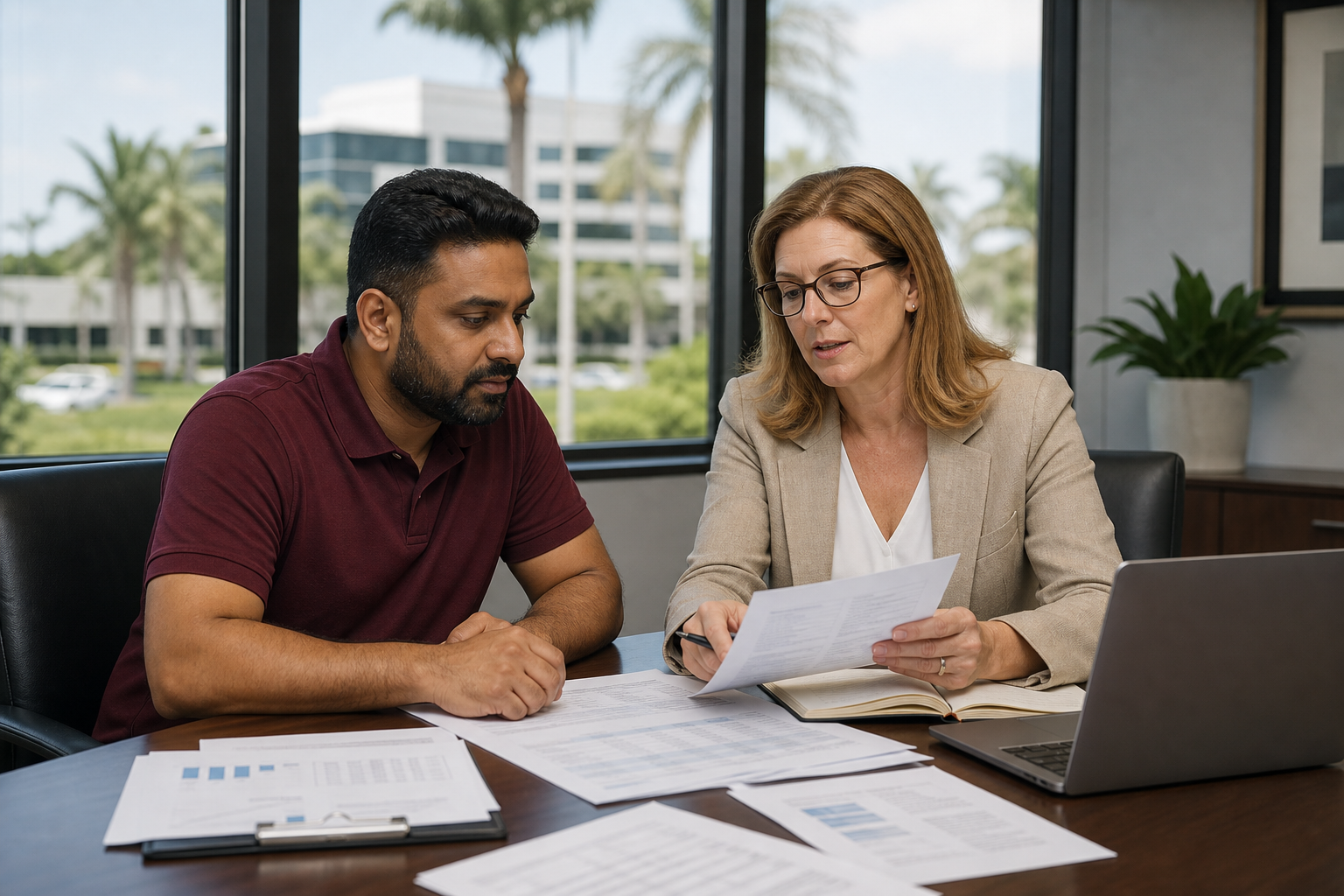 Commercial cleaning business broker Florida reviewing recurring contract value before a sale