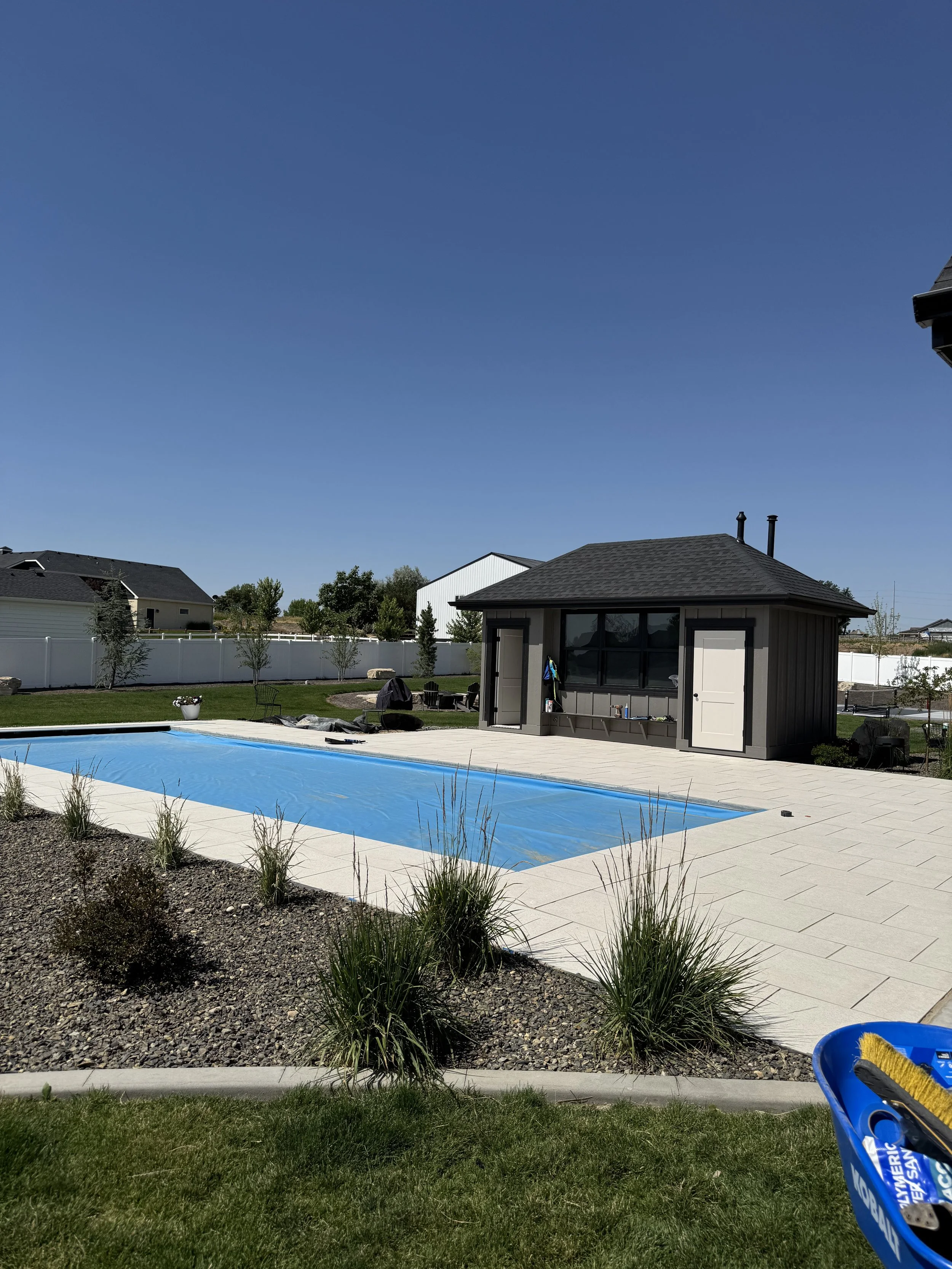 pool side paver patio custom build eagle idaho