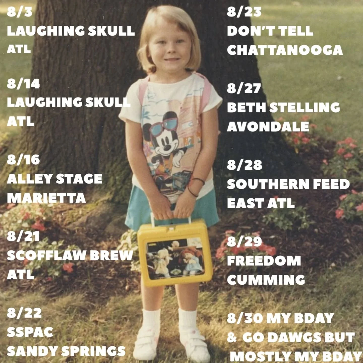 I miss that lunch box &amp; smooth skin! I think my mom still has it. The box not the skin. But the box is prob full of my baby teeth and belly button. 
Hope to see you soon! Check out my schedule at emilyholdencomedy.com