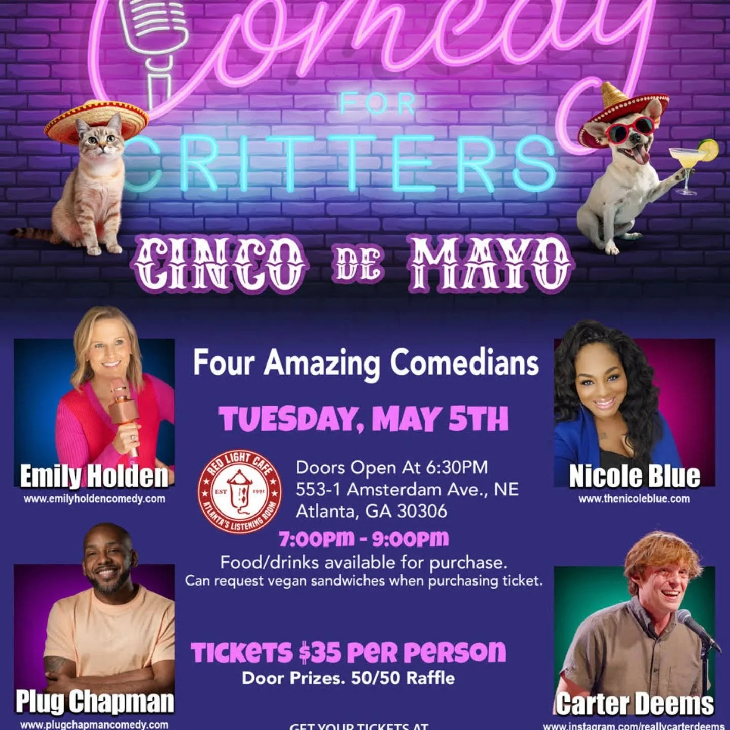 So excited to help raise money for @gapetcoalition on 5/5 at @redlightcafe. Honored to be a part of this annual comedy show, Comedy for Critters, and share the stage with such ATL killers!