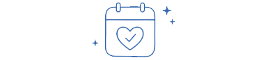 Icon of a calendar with a heart in the center