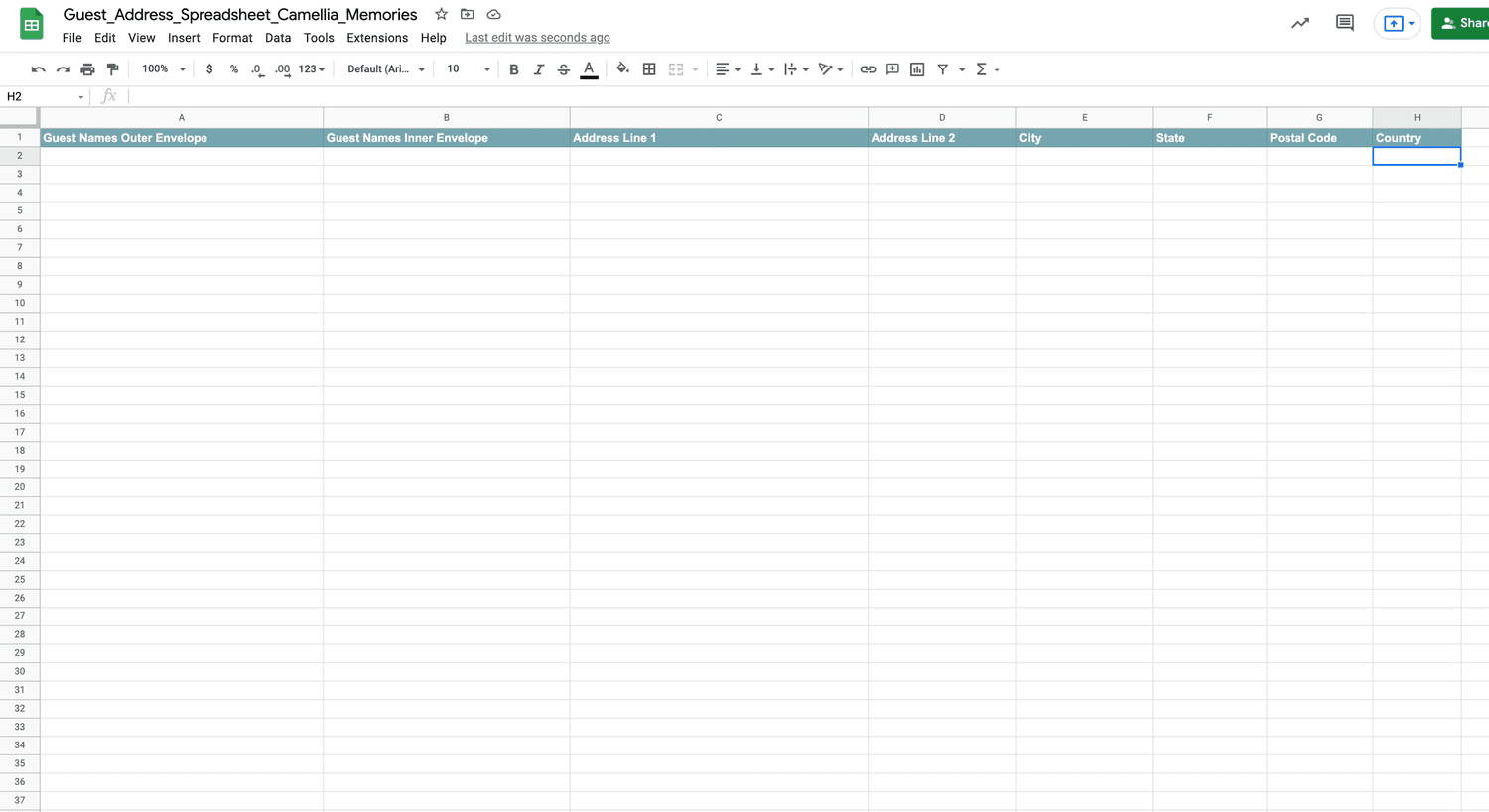 Template for Wedding Guest List: How to Collect Addresses for Wedding ...