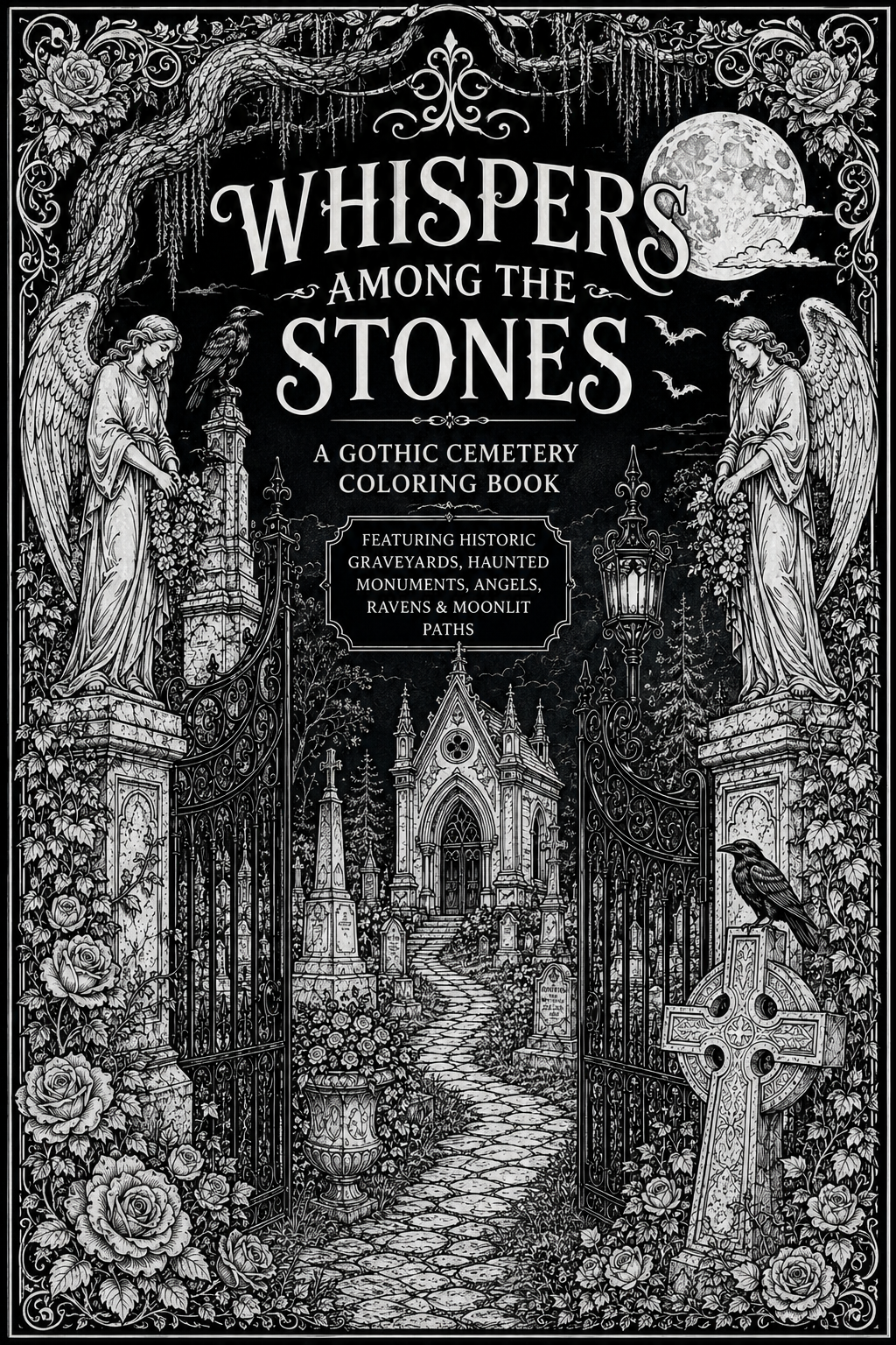 Whispers Among the Stones: A Gothic Cemetery Coloring Book
