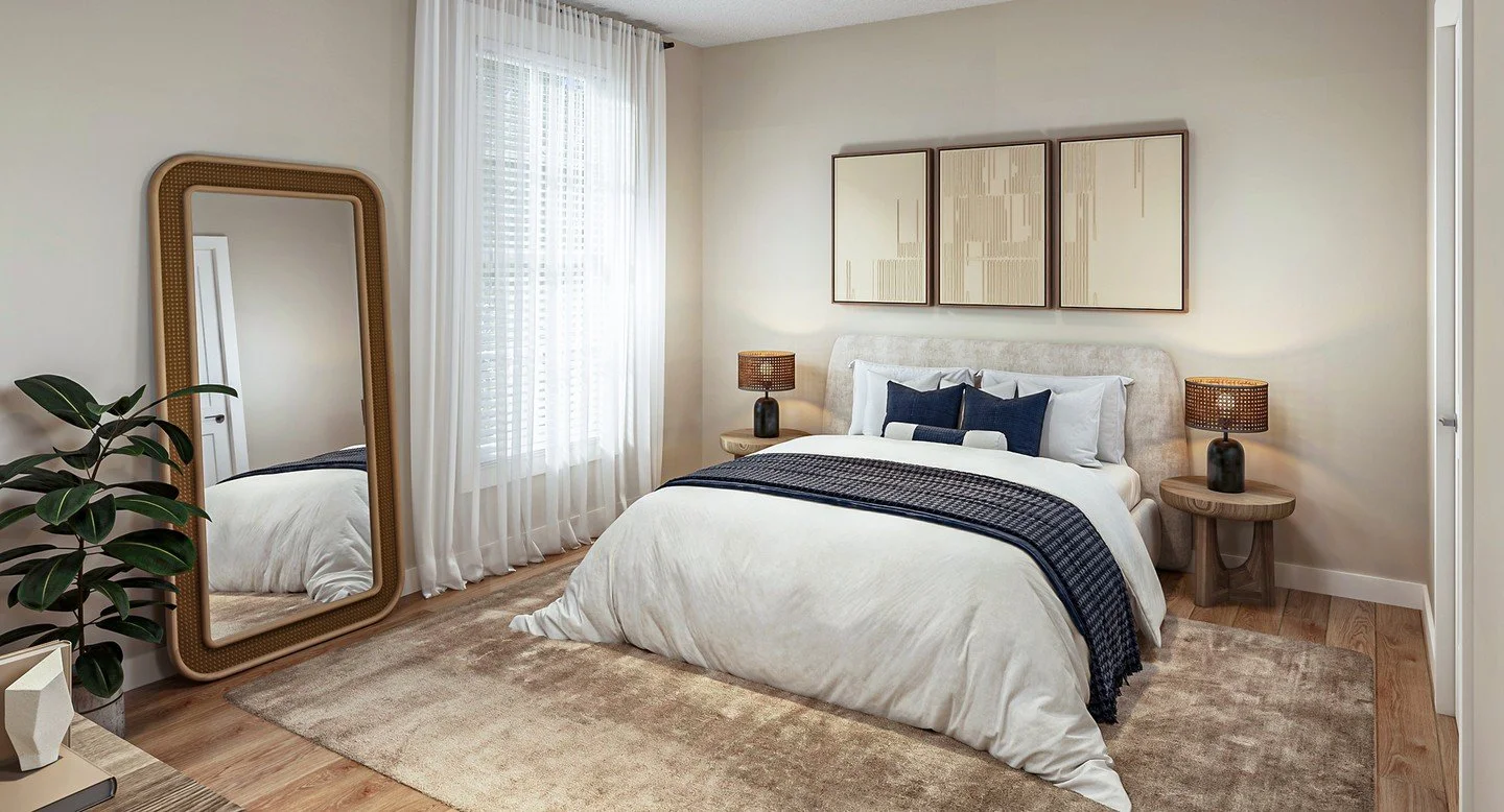 At Kingsley Park, our inviting bedroom model blends comfort and style, offering a relaxing escape with a large walk-in closet, soothing tones, and space designed for your personal touch! 🤌