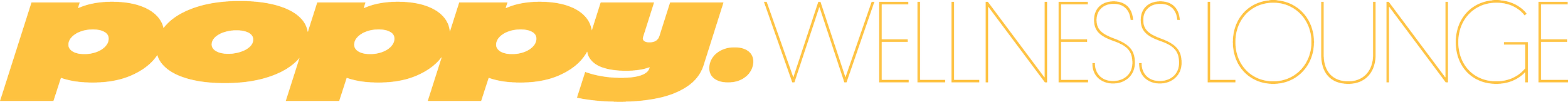 Logotipo con texto en letras amarillas y negras que dice 'poppy. WELLNESS LOUNGE'.