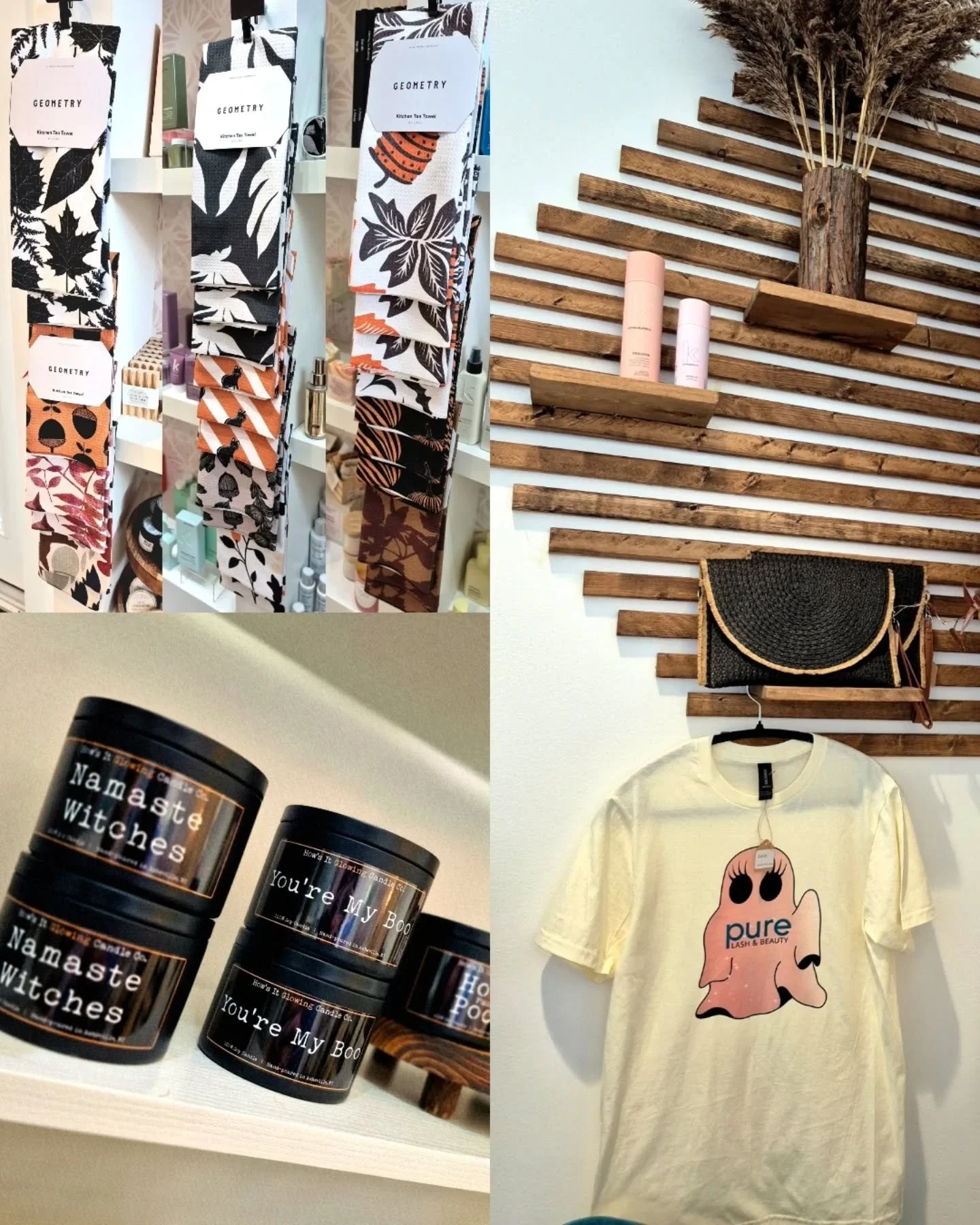 It's officially ✨️𝔽𝔸𝕃𝕃✨️ at 𝘉𝘰𝘶𝘵𝘪𝘲𝘶𝘦 𝘢𝘵 𝘗𝘶𝘳𝘦 🍁

We are now carrying @geometry.house tea Towels, cheeky festive candles by @howsitglowingcandleco and custom clothing designs by @sammys_craft_corner 🍂😍

Be sure to stop in and pick 