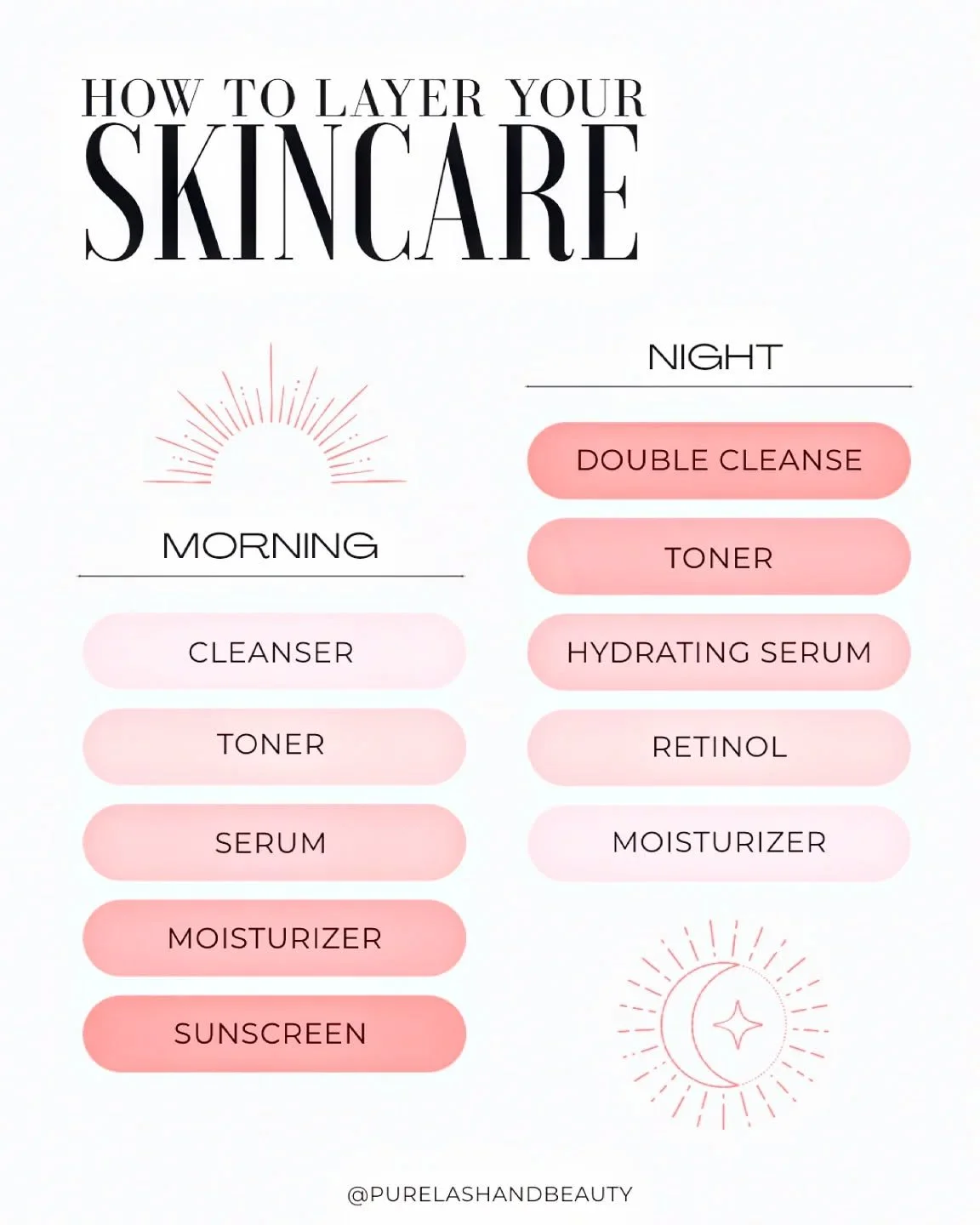 Your skincare routine made simple 💕
Swipe through your day with these easy steps &mdash; glow in the AM ☀️, repair in the PM 🌙

Need a new skincare regimen? Book a signature facial with Riley @rpm_esthetics! 
She'll evaluate your skin, listen to &a